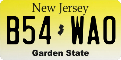 NJ license plate B54WAO