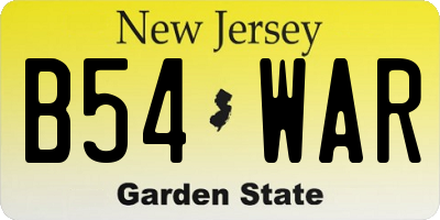 NJ license plate B54WAR