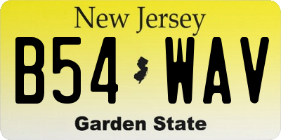 NJ license plate B54WAV