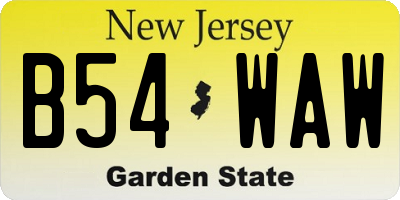 NJ license plate B54WAW