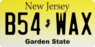 NJ license plate B54WAX