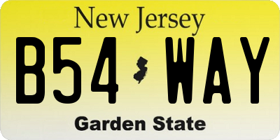 NJ license plate B54WAY