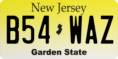 NJ license plate B54WAZ