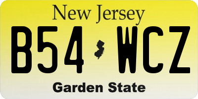 NJ license plate B54WCZ