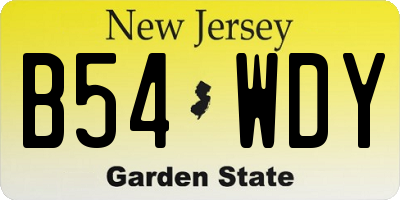 NJ license plate B54WDY