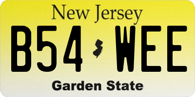 NJ license plate B54WEE