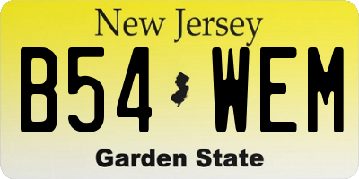 NJ license plate B54WEM