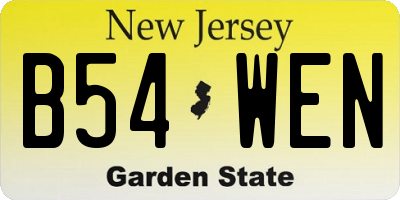 NJ license plate B54WEN
