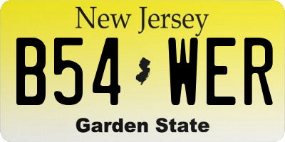 NJ license plate B54WER