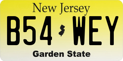 NJ license plate B54WEY