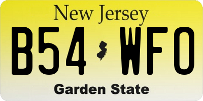 NJ license plate B54WFO