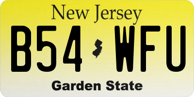 NJ license plate B54WFU