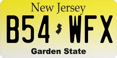 NJ license plate B54WFX