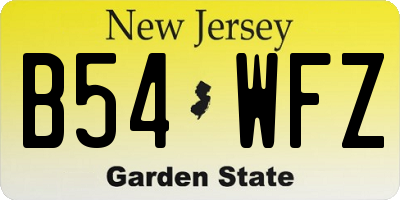 NJ license plate B54WFZ