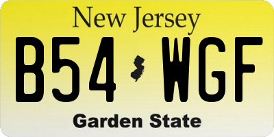 NJ license plate B54WGF