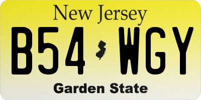 NJ license plate B54WGY