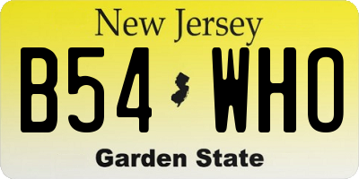 NJ license plate B54WHO