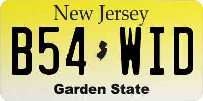 NJ license plate B54WID