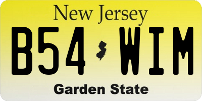 NJ license plate B54WIM