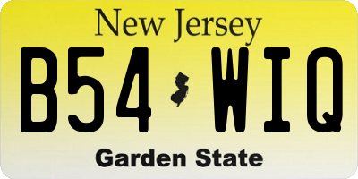 NJ license plate B54WIQ