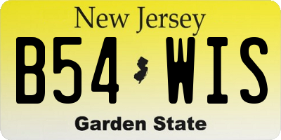 NJ license plate B54WIS