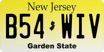 NJ license plate B54WIV