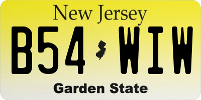 NJ license plate B54WIW