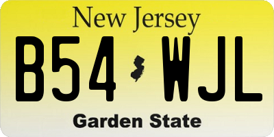 NJ license plate B54WJL