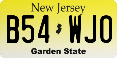 NJ license plate B54WJO