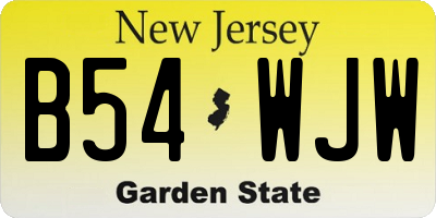 NJ license plate B54WJW