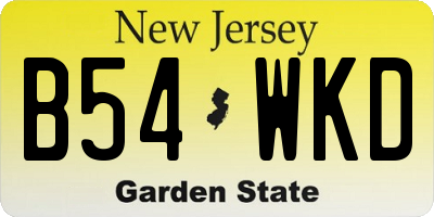NJ license plate B54WKD