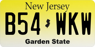 NJ license plate B54WKW