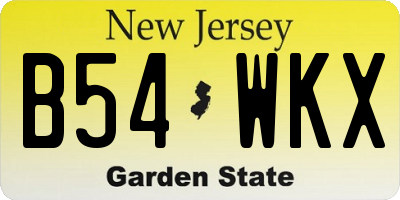 NJ license plate B54WKX