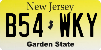 NJ license plate B54WKY