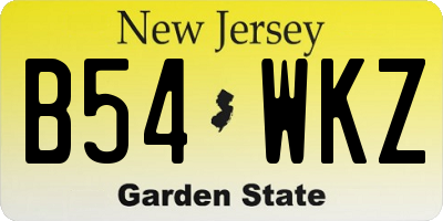 NJ license plate B54WKZ