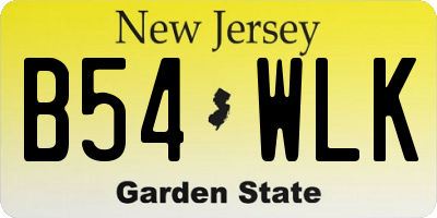 NJ license plate B54WLK
