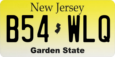 NJ license plate B54WLQ