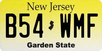 NJ license plate B54WMF