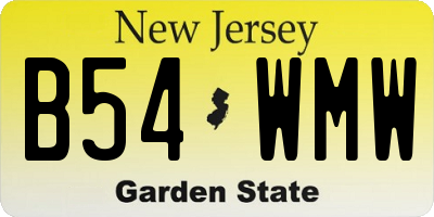 NJ license plate B54WMW