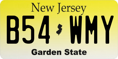 NJ license plate B54WMY
