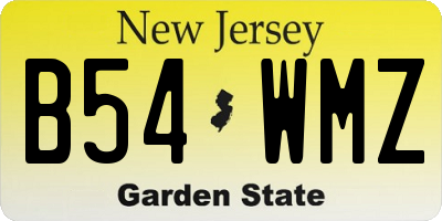 NJ license plate B54WMZ