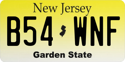 NJ license plate B54WNF