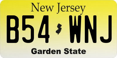 NJ license plate B54WNJ