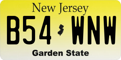 NJ license plate B54WNW