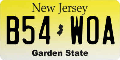 NJ license plate B54WOA