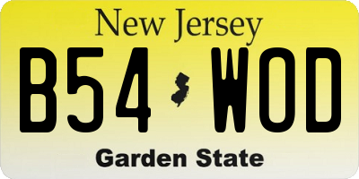 NJ license plate B54WOD