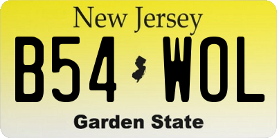 NJ license plate B54WOL