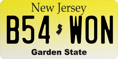 NJ license plate B54WON