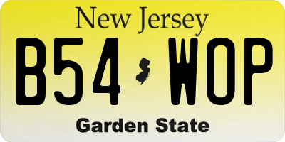 NJ license plate B54WOP