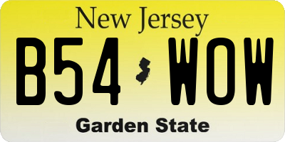 NJ license plate B54WOW